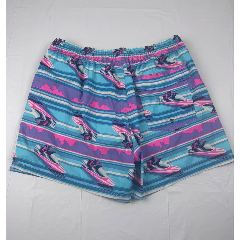 SAXX Oh Buoy 2N1 Swim Shorts Mens Large Blue Purple Jet Ski BallPark Pouch 5 In